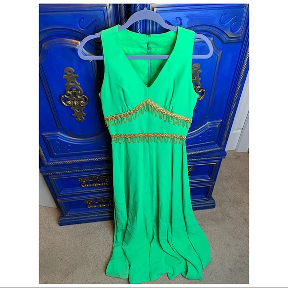 Dresses & Skirts - Vintage Neon Dress Gold Chain Accents Sz 10 Medium